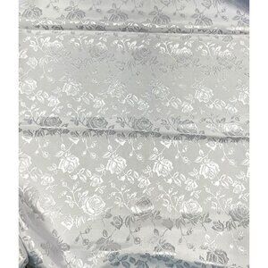 Satin Damask Floral White Fabric‎ 1.5 Yards